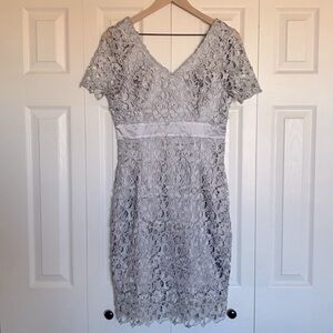 Venus Lace Special Occasion Gray Silver Dress Sz 6